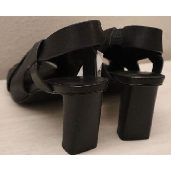 Banana Republic 888144 Women Sz 8.5 Black Leather Crossover Heeled Sandals - Picture 4 of 13